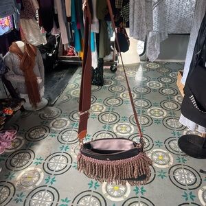 Black and Brown Fringe Women Bag